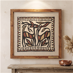 Sohrai-Khovar Painting-Natural-Handmade Paper-Deer Sohrai Painting